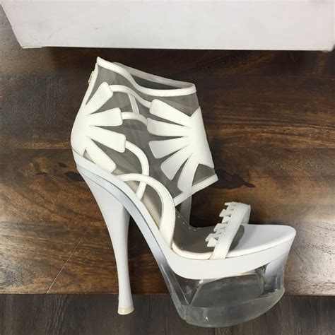 Versace white platform heels